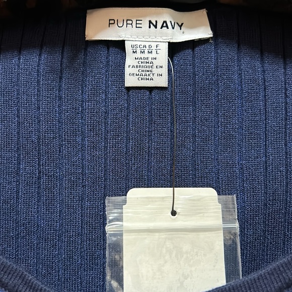 Pure Navy Rib-Knit Sleeveless Sweater / Slim Knit Vest - Picture 5 of 7